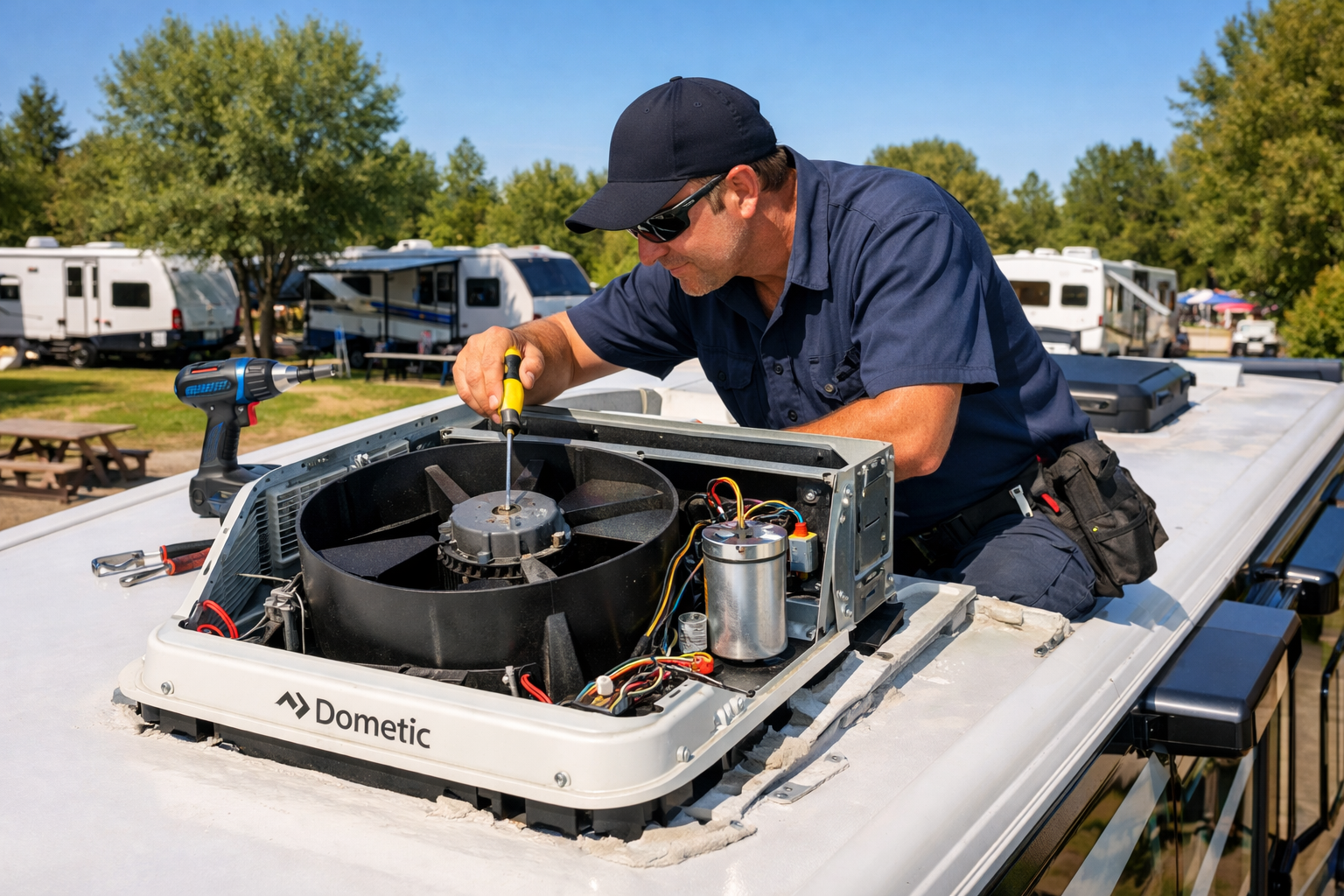 Fleetwood Bounder – AC Capacitor & Fan Motor Service