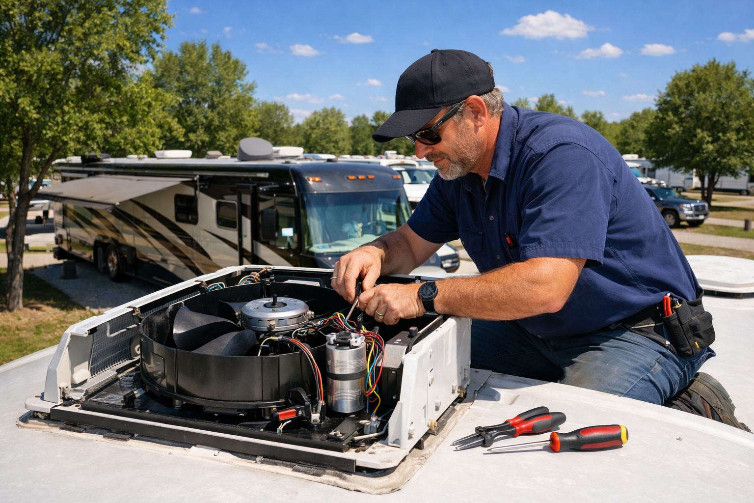 Fleetwood Discovery – AC Capacitor & Fan Motor Service
