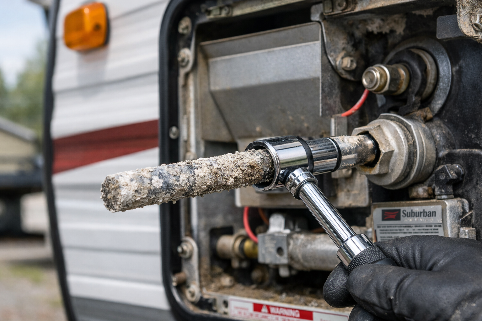 PALOMINO PUMA 25RLSS - Water Heater Thermostat & Anode Rod Replacement