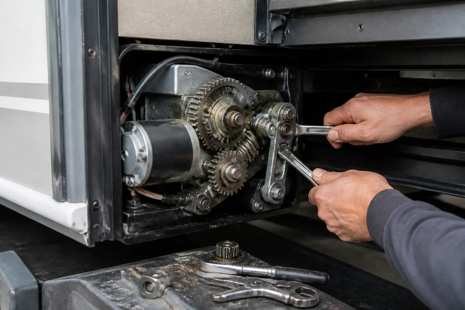 Crossroads Redwood – RV Slide-Out Motor and Gear Replacement