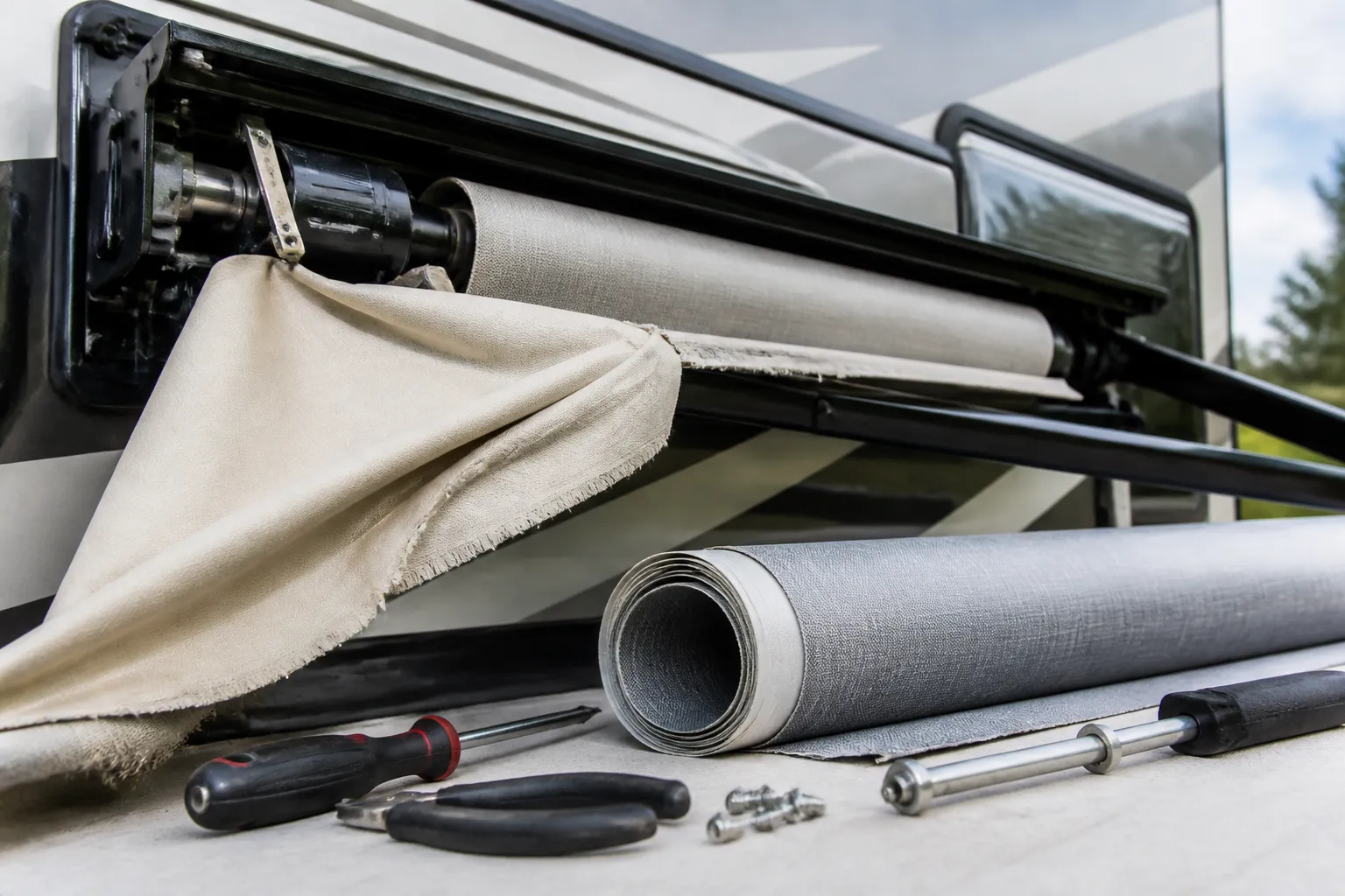 DRV Mobile Suites – RV Awning Fabric and Motor Replacement