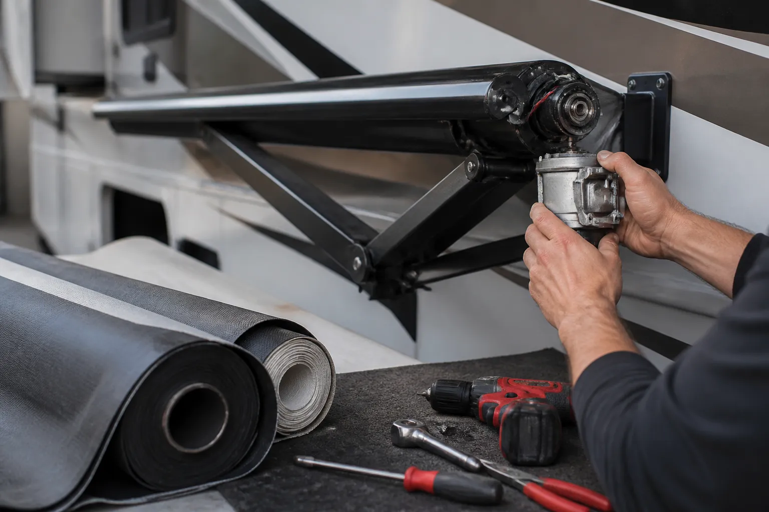 Forest River Cedar Creek – RV Awning Fabric and Motor Replacement