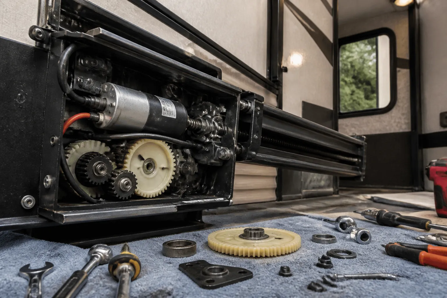 Forest River Cedar Creek – RV Slide-Out Motor and Gear Replacement