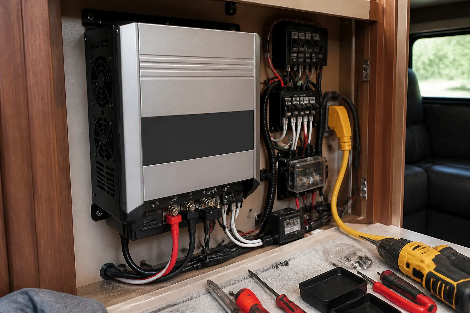 OUTSIDE VAN ATERRA – Electrical Inverter and Shore Power Integration Service