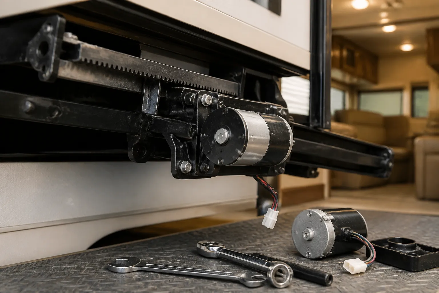 THOR OUTLAW (Class C Toy Hauler) – Slide-Out Motor Replacement